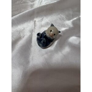 Vintage ceramic panda laying on back figurine Unmarked